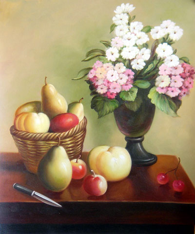 Basket of Fruit and Flowers