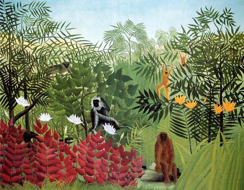 Tropical Forest with Apes and Snake