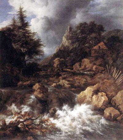 Waterfall in a Mountainous Northern Landscape