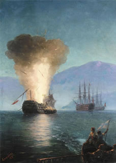 The Firing of the Turkish Fleet by Kanaris in 1822