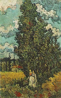 Cypresses and Two Women