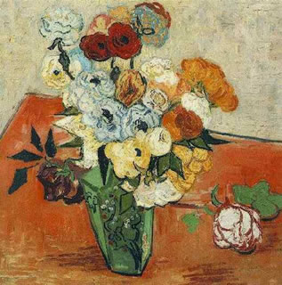 Still Life: Japanese Vase with Roses and Anemones