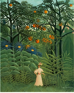 Woman Walking in an Exotic Forest