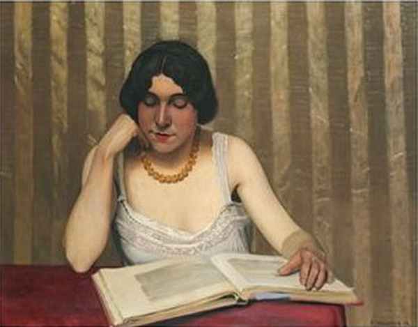 Reader with a Yellow Necklace