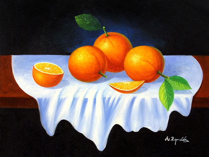 Oranges On A White Tablecloth