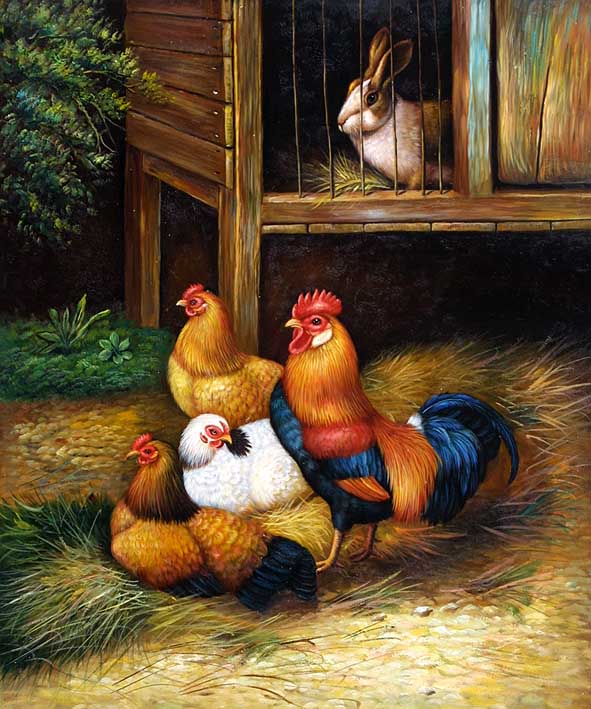 Rooster with Harem