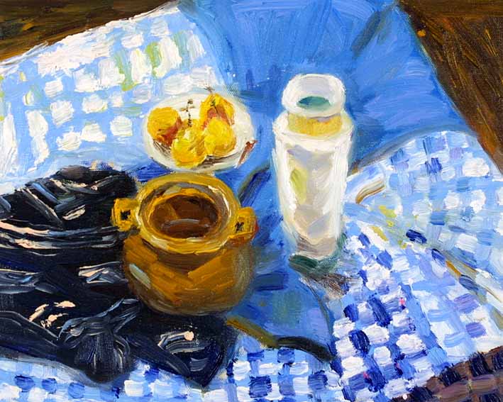 Still Life with a Brown Pot, a Milk Pitcher, and Yellow Pears