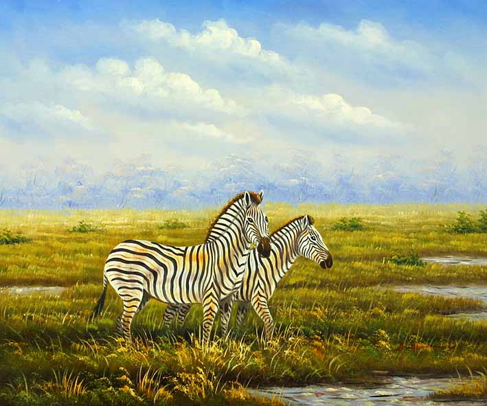 Zebras In The Open Field