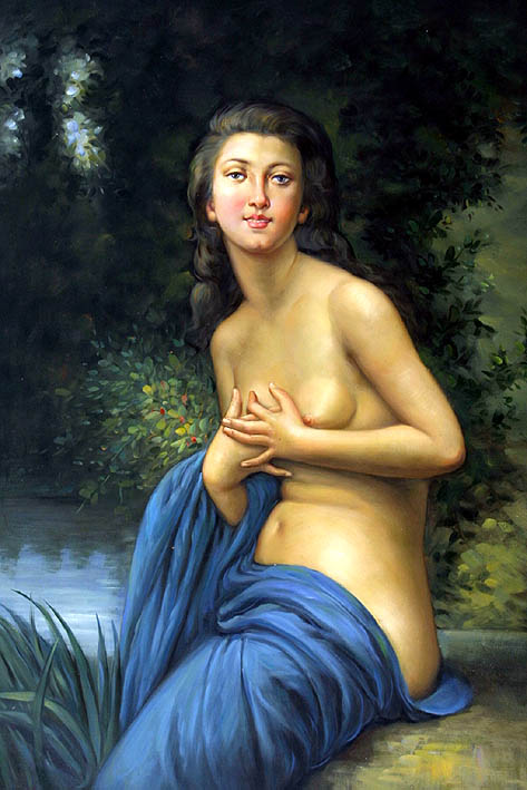 Nude Posing at Garden Pool