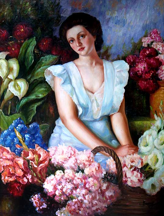 Woman Surrounded by Flowers