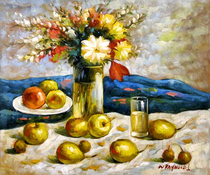 Still Life with a Flower Bouquet and Fruit Pieces