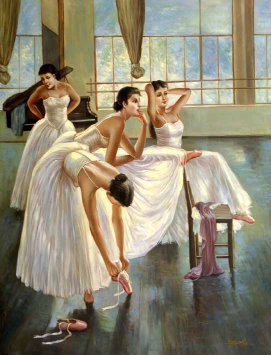 Practising Dancers, III,oil paintings from photos