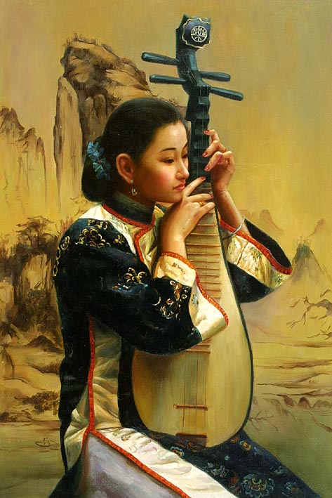 Asian Girl with Mandolin