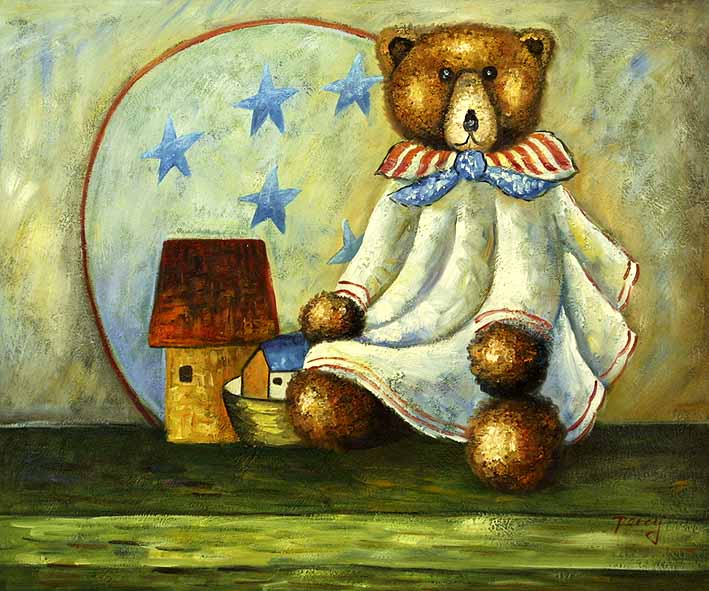 Teddy Bear Near The Night Lamp