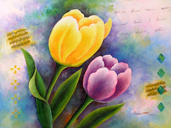 oil painting of flowers, Flowers in Detail