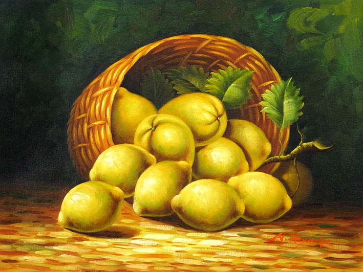 A Basket With Lemons