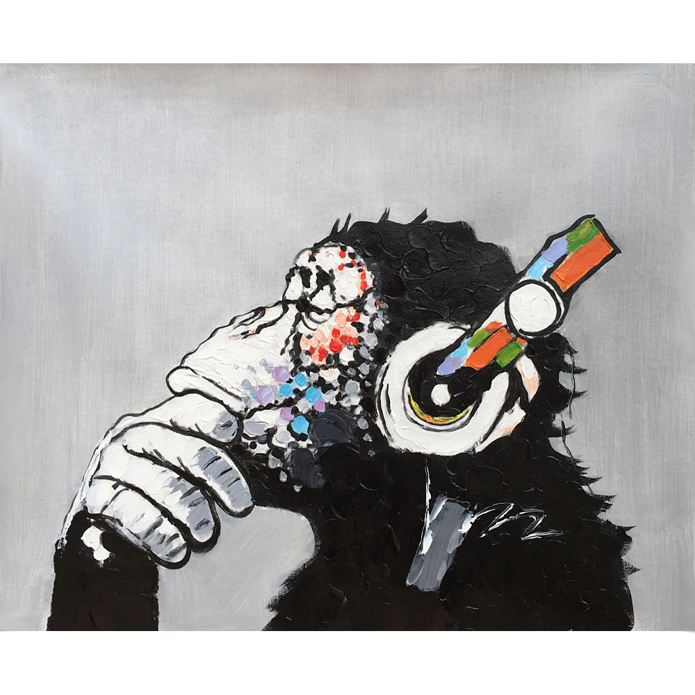 Modern Gorilla Monkey Music Hand Painted Oil Paintings on Canvas Home Decor Wall Art Modern