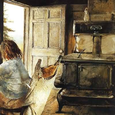 Andrew Wyeth The Wood Stove detail