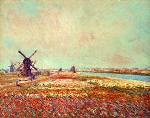 Bulbfield and Windmill Near Leyden - Claude Monet