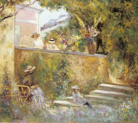 Henri Lebasque Nono and Marthe in the Garden with Mme Lebasque
