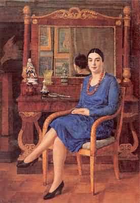 Ilya Mashkov Portrait of Z D R Lady in Blue