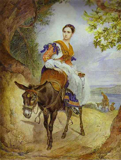 Karl Brulloff Portrait of O. P. Ferzen on a Donkeyback.