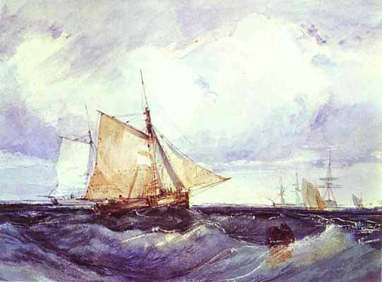 Richard Parkes Bonington A Cutter and Other Shipping in a Breeze