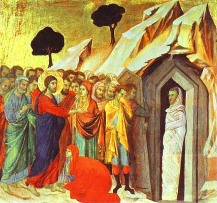 Duccio di Buoninsegna maesta_back_ predella_ The Raising of Lazarus