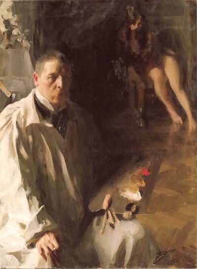 Anders Zorn Self portrait with a model