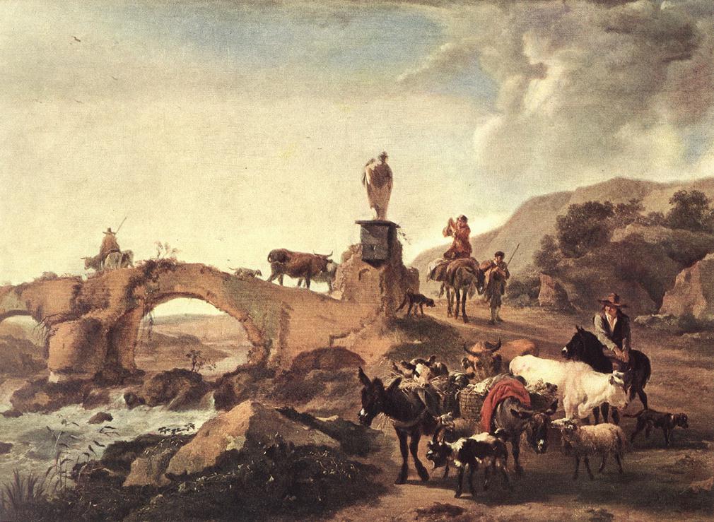 BERCHEM Nicolaes Italian Landscape with Bridge