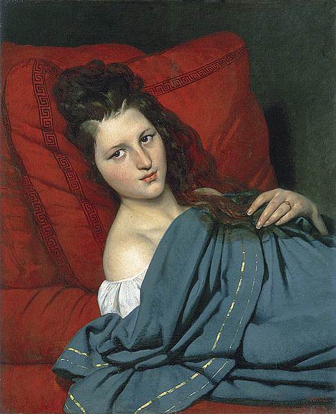 Court Joseph Desire Half length Woman Lying on a Couch