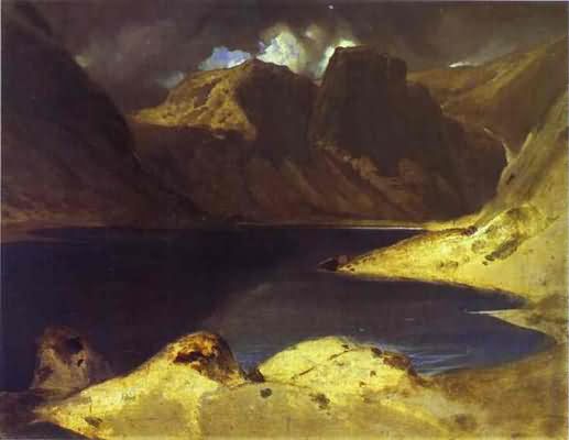 Sir Edwin Henry Landseer A Lake Scene Effect of a Storm