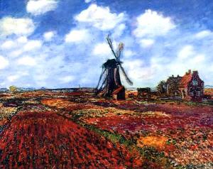 Tulip Fields With Windmill - Claude Monet