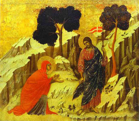 Duccio di Buoninsegna maesta_back_ central panel_ Noli me tangere