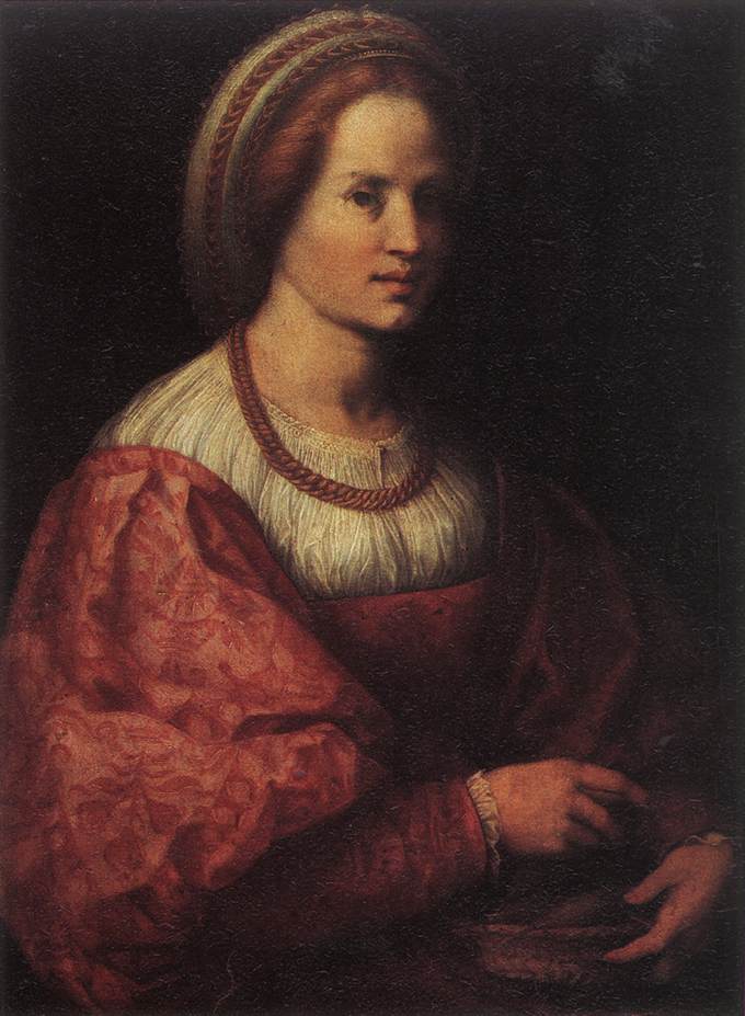 ANDREA DEL SARTO Portrait of a Woman with a Basket of Spindles