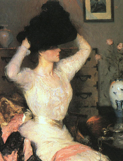 Frank Benson Lady Trying on a Hat