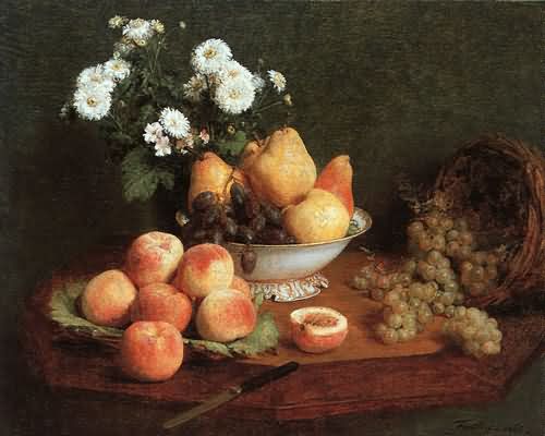 Henri Fantin Latour Flowers & Fruit on a Table