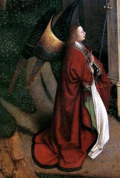 Jan van Eyck The Annunciation Gabriel Detail