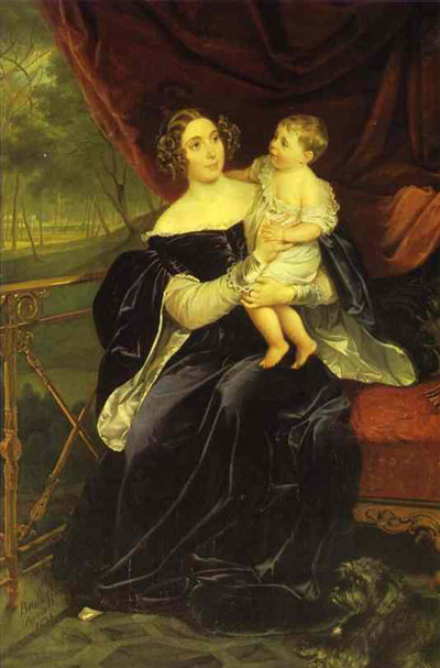 Karl Brulloff Portrait of Countess O. I. Orlova-Davydova and Her Daughter.