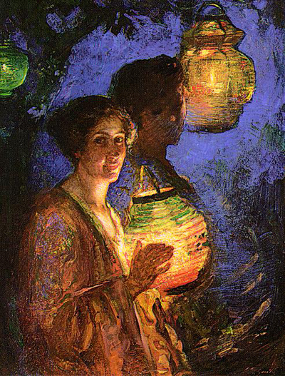 Lillian Genth Woman with a Japanese Lantern
