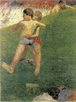 Paul Gauguin Children Wrestling