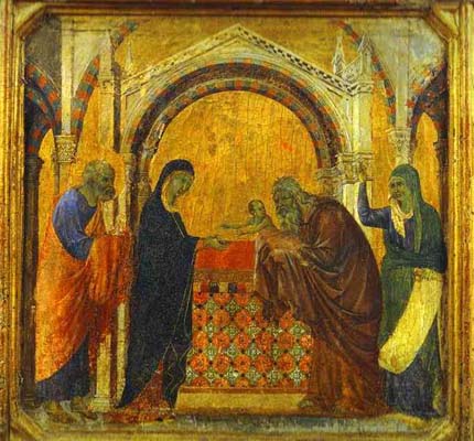 Duccio di Buoninsegna maesta_front_ predella_ The Presentation in the Temple