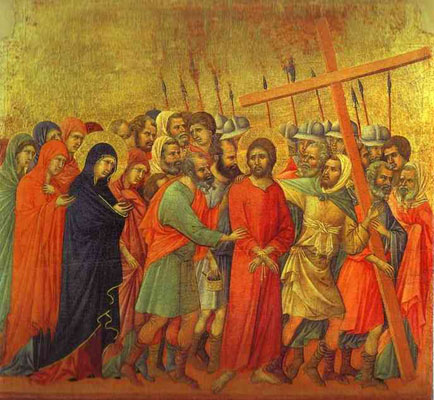 Duccio di Buoninsegna maesta_back_ central panel_ The Road to Calvary