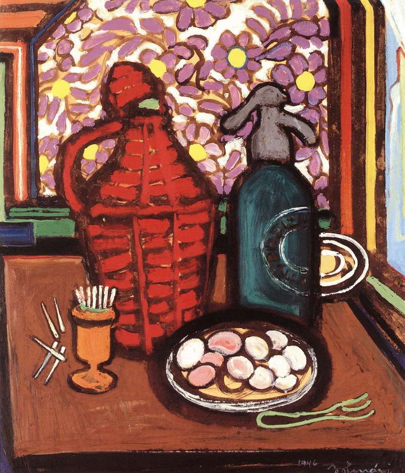 BOLMANYI Ferenc Table Still life with Demijohn