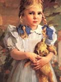 Bessie Wessel Girl with Teddy Bear detail