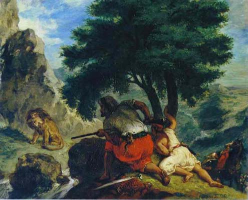 Eugene Delacroix The Lion Hunt in Marocco