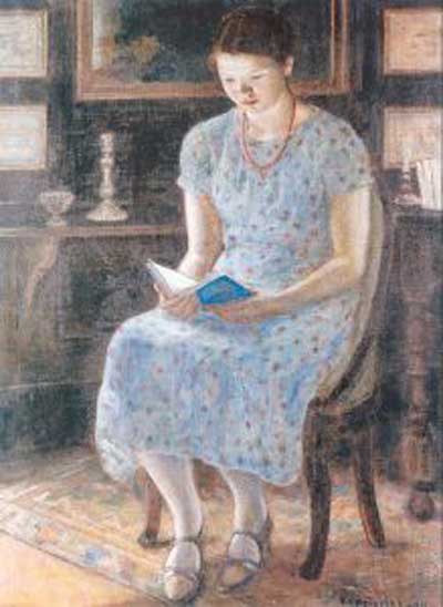 Frederick Carl Frieseke Blue Girl Reading