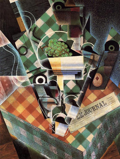 Juan Gris Still Life with Checkered Tablecloth