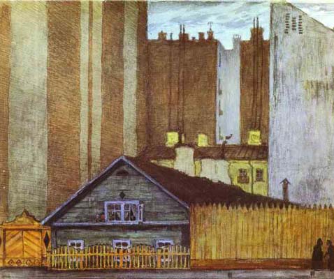 Mstislav Dobuzhinsky A Cottage in St_ Petersburg