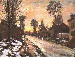 Road to Louveciennes, Melting Snow, Sunset - Claude Monet